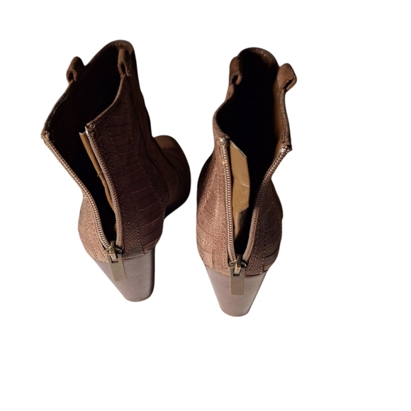 Dolce Vita Brown Suede Leather Heeled Booties Wedge Ladies 8 Boho Hippie Grandma - Picture 4 of 8